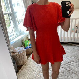 Vici Open Back Mini Dress - Coral Red